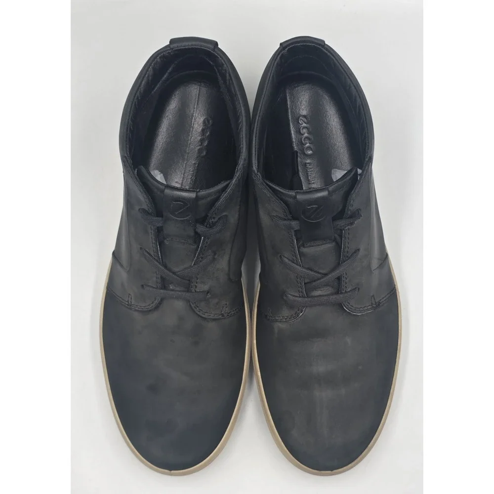 ECCO Soft 7 High Top Sneaker Boots Black Nubuck Leather Mens US 9 EU 43